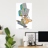 Funny Cartoon Man Panik kaufen Toilettenpapier Poster (Heimbüro)