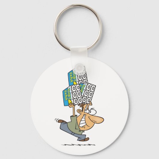 Funny Cartoon Man Panik kaufen Toilettenpapier Schlüsselanhänger (Vorderseite)
