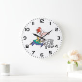 Funny Cartoon Man Running With Shopping Cart Große Wanduhr (Zuhause)