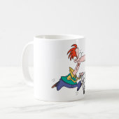 Funny Cartoon Man Running With Shopping Cart Kaffeetasse (Vorderseite Links)