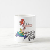 Funny Cartoon Man Running With Shopping Cart Kaffeetasse (Mittel)