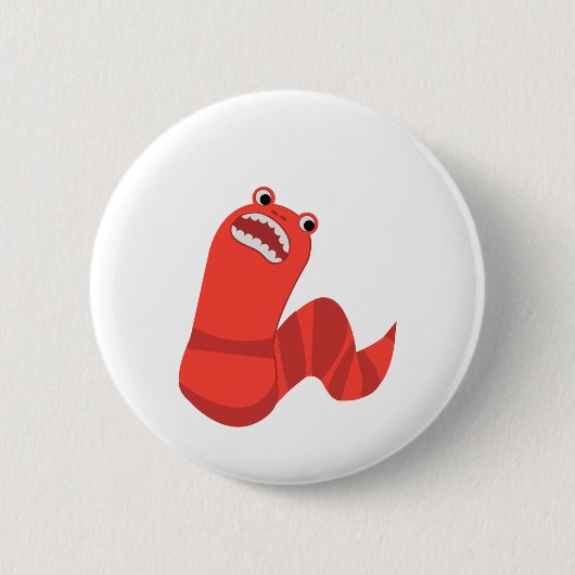 Funny Cartoon Mongolian Death Worm Button (Vorderseite)