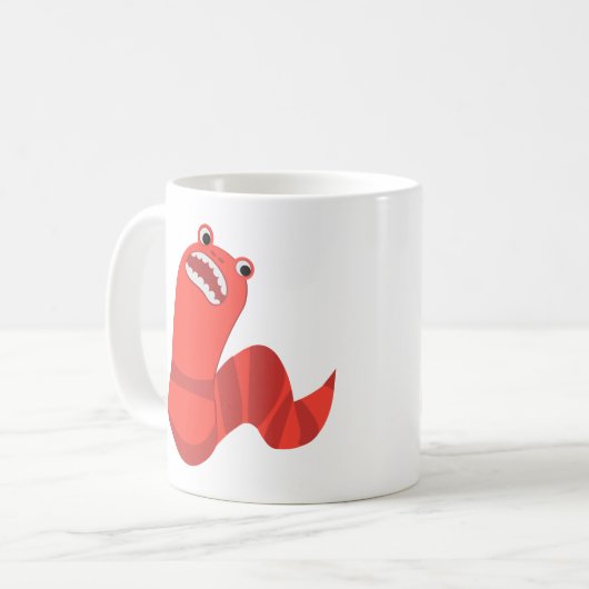 Funny Cartoon Mongolian Death Worm Kaffeetasse (Vorderseite Links)