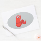 Funny Cartoon Mongolian Death Worm Ovaler Aufkleber (Umschlag)