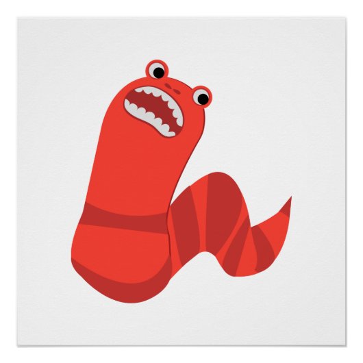 Funny Cartoon Mongolian Death Worm Poster (Vorderseite)