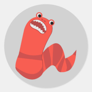 Funny Cartoon Mongolian Death Worm Runder Aufkleber