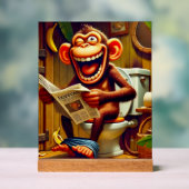 Funny Cartoon Monkey auf der Toilette Acrylschild (Neutral)