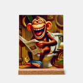Funny Cartoon Monkey auf der Toilette Acrylschild (Vorderseite)