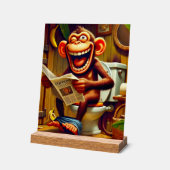 Funny Cartoon Monkey auf der Toilette Acrylschild (Winkel)