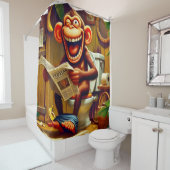 Funny Cartoon Monkey auf der Toilette Duschvorhang (Beispiel)