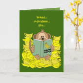 Funny Cartoon Monkey mit Bananen Puck Danke Karte (Gelbe Blume)