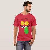 Funny Cartoon Monster Face Shooting Zunge T-Shirt (Vorne ganz)