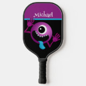 FUNNY CARTOON MONSTER MIT NAME PICKLEBALL SCHLÄGER (Rückseite)