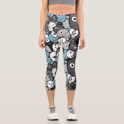 Funny Cartoon Monsters Capri Leggings (Vorderseite)