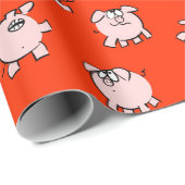 Funny Cartoon Muster Pig Jahr wählen Farbgeschenk Geschenkpapier (Rolleneckpunkt)