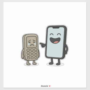 Funny Cartoon _ New Smartphone vs Old Phone Aufkleber