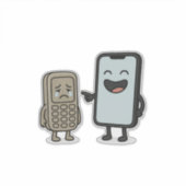 Funny Cartoon _ New Smartphone vs Old Phone Aufkleber (Vorderseite)
