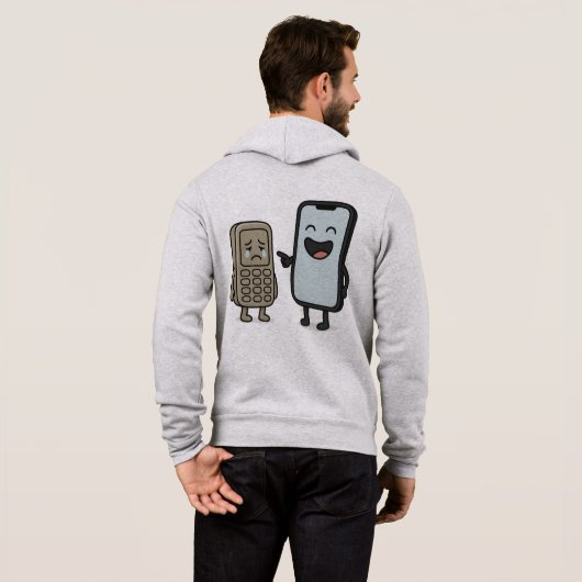 Funny Cartoon _ New Smartphone vs Old Phone Hoodie (Schwarz voll)