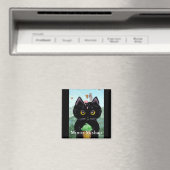 Funny Cartoon Niedlich Black Cat Mouse Creationart Magnet (In Situ (Geschirrspüler))