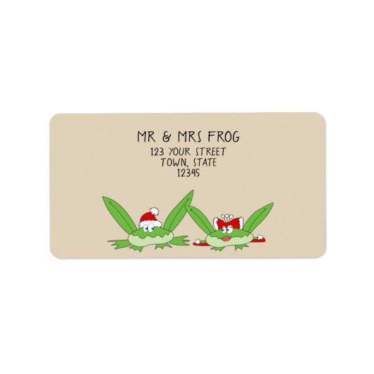 Funny Cartoon Niedlich Frosch Couple Modern Christ Adressaufkleber (Vorne)
