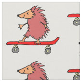 Funny Cartoon Niedlich Igel Skateboard Stoff (Nahaufnahme)