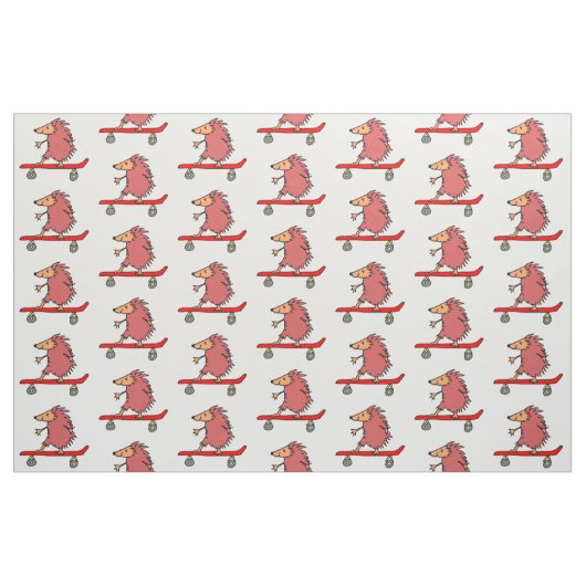 Funny Cartoon Niedlich Igel Skateboard Stoff (Fat Quarter (45,7 x 55,9 cm))