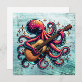 Funny Cartoon Octopus Gitarre spielen (Vorne/Hinten)