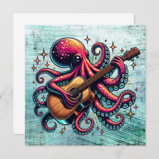Funny Cartoon Octopus Gitarre spielen (Vorne/Hinten)