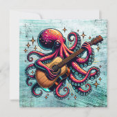 Funny Cartoon Octopus Gitarre spielen (Vorderseite)