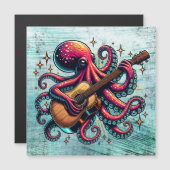 Funny Cartoon Octopus Gitarre spielen Magnetkarte (Vorne/Hinten)