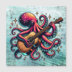 Funny Cartoon Octopus Gitarre spielen Magnetkarte