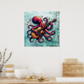 Funny Cartoon Octopus Gitarre spielen Poster (Küche)