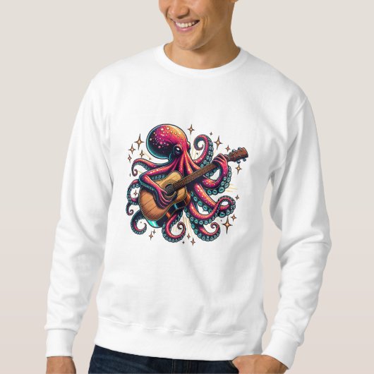 Funny Cartoon Octopus Gitarre spielen Sweatshirt (Vorderseite)