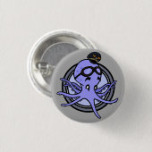 FUNNY CARTOON OCTOPUS PILOT RUNDE BUTTON-RÜCKKOPF BUTTON (Vorne & Hinten)