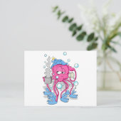 Funny Cartoon Octopus Postkarte (Stehend Vorderseite)