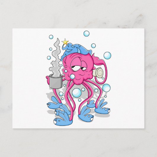 Funny Cartoon Octopus Postkarte (Vorderseite)