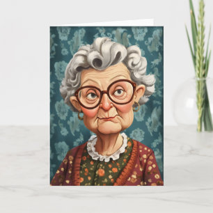 Funny Cartoon Old Woman Feiertagskarte