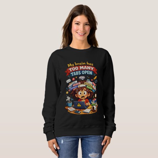Funny Cartoon Overthinking Design Sweatshirt (Vorne ganz)