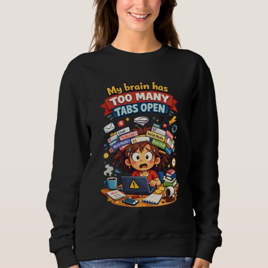 Funny Cartoon Overthinking Design Sweatshirt (Vorderseite)
