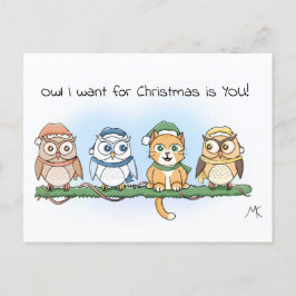 Funny Cartoon Owl Ich wollte zu Weihnachten