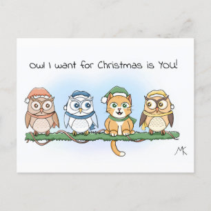 Funny Cartoon Owl Ich wollte zu Weihnachten