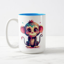 Funny Cartoon Paint Splatter Monkey Mug Zweifarbige Tasse