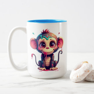 Funny Cartoon Paint Splatter Monkey Mug Zweifarbige Tasse