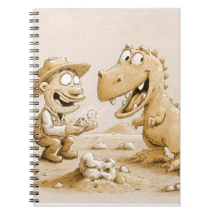 Funny Cartoon Paleontologe und Dinosaurier Art Notizblock