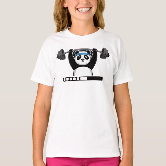 Funny Cartoon Panda Weightlifting with 'Loading' T-Shirt (Vorderseite)