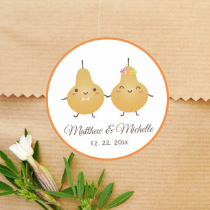 Funny Cartoon Perfect Pear Couple Gastgeschenk Hoc Runder Aufkleber