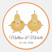 Funny Cartoon Perfect Pear Couple Gastgeschenk Hoc Runder Aufkleber (Vorderseite)