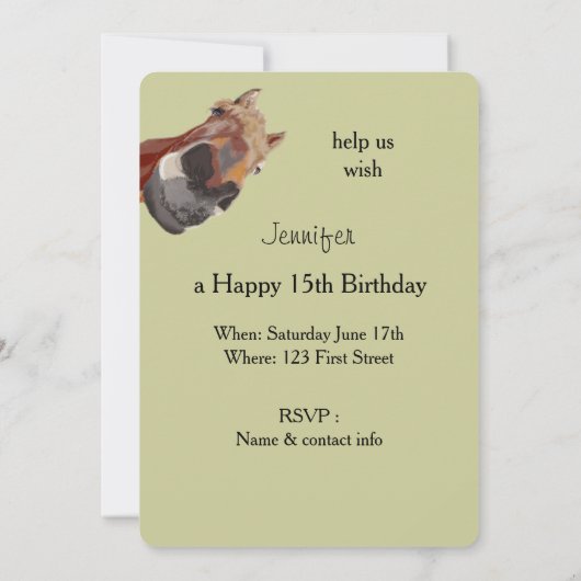 Funny Cartoon Pferd Geburtstag Custom Einladung (Rückseite)