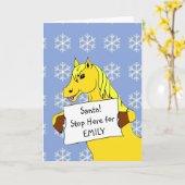 Funny Cartoon Pferd Kinder Weihnachten Karte (Gelbe Blume)