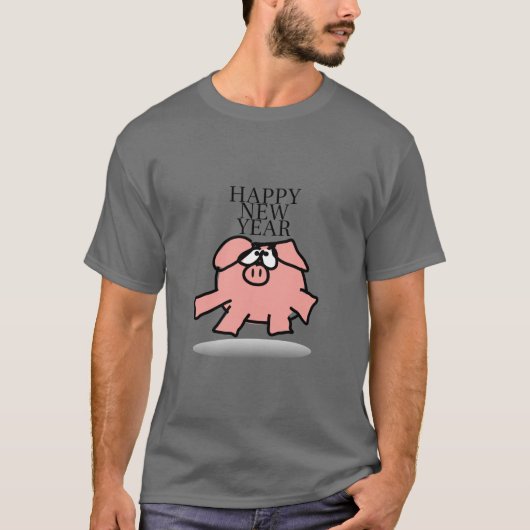 Funny Cartoon Pig Jahr 2019 Man T - Shirt (Vorderseite)